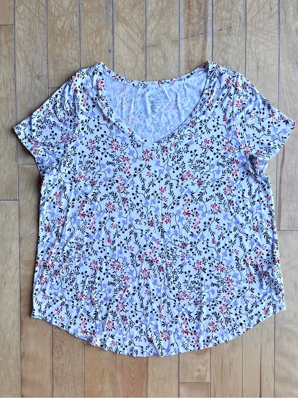 Penningtons Michel Studio The Modern Tee White Floral T-Shirt Size 2X